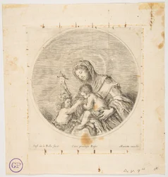 The Virgin and Child with Saint John, a round composition