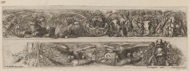 Two Ornamental Bands with Chained Leopards and Eagles