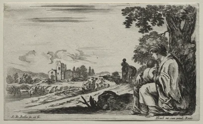 Various Figures and Landscapes: A Poor Nurse Seated under a Tree