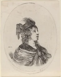 Woman in a Feathered Turban, Turned to the Right