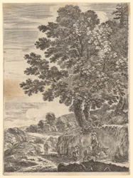Two travellers and a girl on a donkey