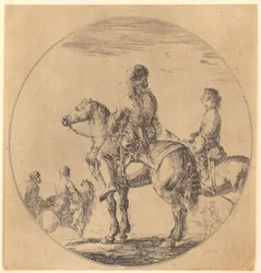 Two Polish Riders to the Left, the Front One in Rear View