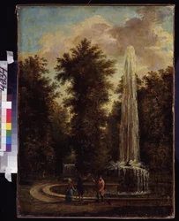 View of a Fountain in a Park