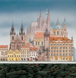 Prague Buildings and Russian Tanks, c.1980-1991