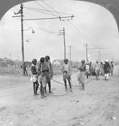 Men About to Draw a Heavy Load, Rangoon, Burma