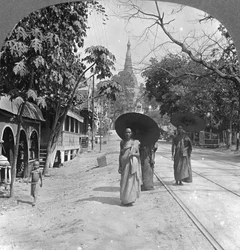 Pagoda Road to the Shwedagon Pagoda, Rangoon, Burma