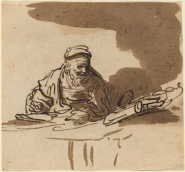 An Old Scholar at His Desk