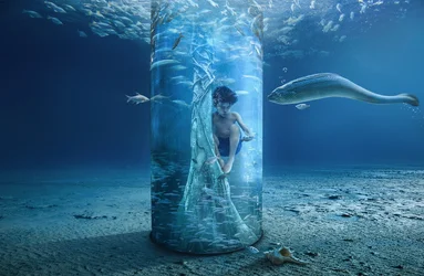 Boy in Ocean Column