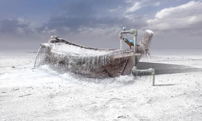 Frozen Boat and Macaw
