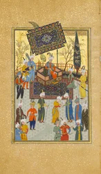 Khusrau Seated on his Throne, Folio 64 from a Khamsa Quintet of Nizami