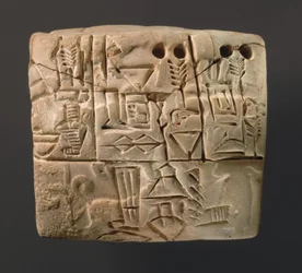 Cuneiform tablet showing accounts of barley distribution, c.3000 BC
