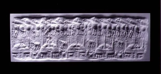Handled cylinder seal impression, Uruk, c.3300-3000 BC