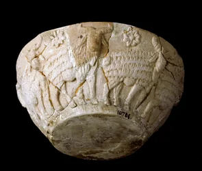 Sumerian Art: Limestone Cut Carved from Beliers Reliefs (3000 BC)