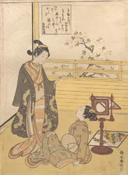 A Teenage Boy and Girl with a Viewer for an Optique Picture Nozoki-karakuri, Kobo Daishi