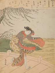 Girl on a Bridge in the Wind, from the series: Furyu rokkasen - The Six Elegant Immortal Poets