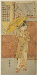Night Rain of Genjo (Genjo no yau), from the series "Parodies of Eight Scenes from Noh Chants (Furyu utai hakkei)"