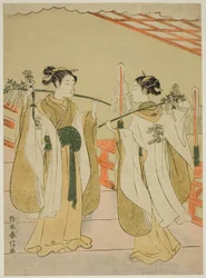 Shrine Maidens Onami and Ohatsu Dancing at Yushima Tenjin Shrine