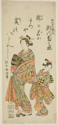 The Actor Segawa Kikunojo II as the Courtesan Umegae in the play "Hiragana Seisuiki," performed at the Ichimura Theater in the first month, 1764