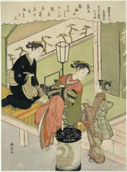 Tree Peony: Chozan of Chojiya, from the series "Parodies of Floating-world Beauties as Flowers"