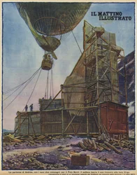 The balloon of Swedish explorer Salomon August Andree setting off from Svalbard on its flight to the North Pole