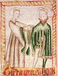 A Marriage, from the National Law Codes of Magnus Eriksson, c.1450