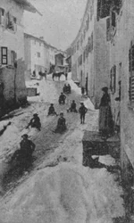Street in Liddes in Winter, Route of the Great Saint-Bernard