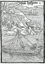 Arrival of Columbus Caravel on the Island of Hispaniola