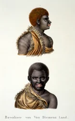 Natives of Van Diemans Land, ie. Tasmania, from Ethnological Study of Various Racial Types from Various Continents, by C.I. Brodtmann, 1824