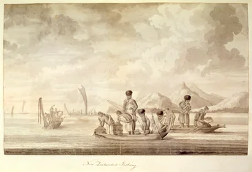 New Zealanders fishing, January 1770