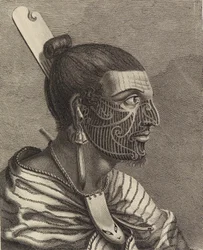 Head of a New Zealander with a comb in his hair