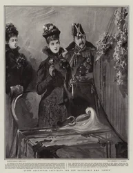 Queen Alexandra launching the New Battleship H M S Queen