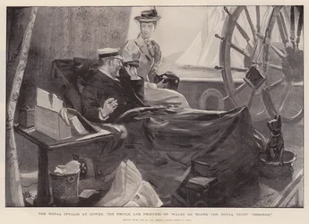 The Royal Invalid at Cowes, the Prince and Princess of Wales on Board the Royal Yacht Osborne