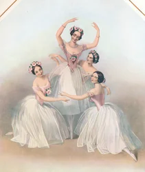 The Celebrated Pas De Quatre: composed by Jules Perrot, c1850