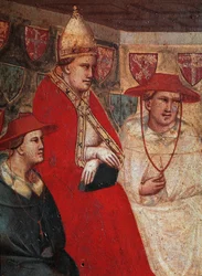 History of Saint Francis of Assisi: representation of Pope Innocent III, confirming the Franciscan rule in 1210 (detail)