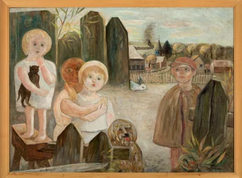 Children in a Rural Courtyard
