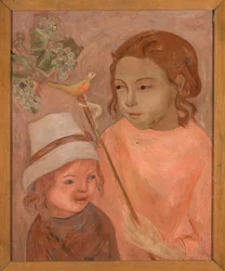 Children with a Little Bird on a Stick