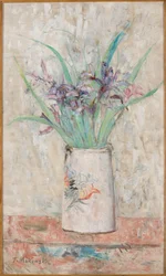Irises in a White Vase