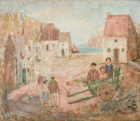 Townscape with Children in a Cart