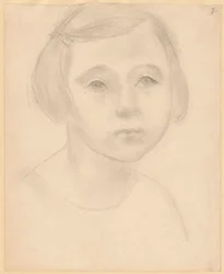 Bust of a Girl with Short Hair and Crooked Mouth