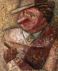 Portrait of a Man in a Hat with a Cigar