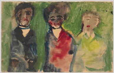 Three Female Figures in Evening Dresses