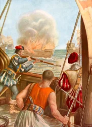 Arab Ship Set Fire by the Portuguese Fleet