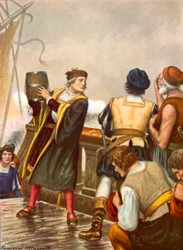 Columbus on the Return from His First Voyage Throwing a Barrel into the Sea