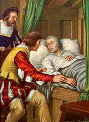 Christopher Columbus Recovering from Sickness to Find His Brother by His Bedside