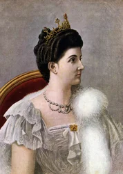 Portrait of the Queen of Italy Helen (Elena) of Montenegro (1873-1952). Illustration by Tancredi Scarpelli (1866-1937) from 