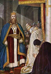 The coronation of Charlemagne (742-814) by Pope Leo III (750-816)
