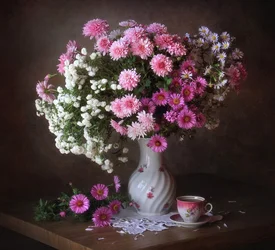 Autumn Flowers and Tea