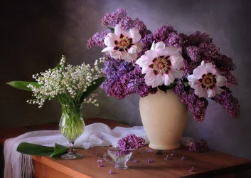 Spring Lilacs and Peonies