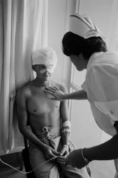 American soldiers wounded in the Vietnam War are airlifted to a hospital at Clark A...