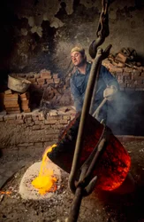 Foundry Worker Casting Molten Bronze, Florence